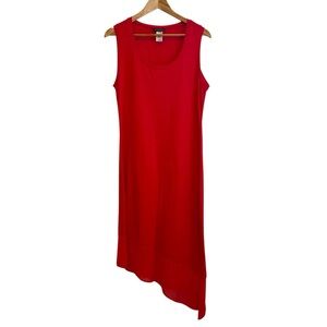 Tommy Bahama Sleeveless Orange Maxi Asymmetric Cotton with Chiffon Hem Dress